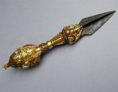 Lot 2 - Tibetan Parcel Gilt Copper Phur-bu Probably...
