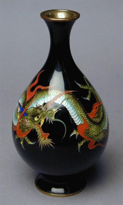 Lot 56 - Black Cloisonne Gin Bari Vase Attributed to...
