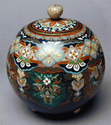 Lot 53 - Good Midnight Blue Ground Globular Cloisonne...