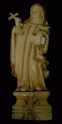 Lot 257 - Marine Ivory Two-Part Figure of a Female Saint,...