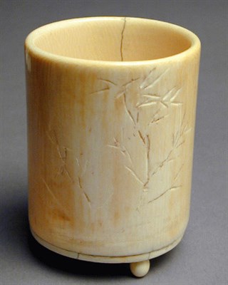 Lot 178 - Ivory Brush Pot 18th/19th Century Lightly...