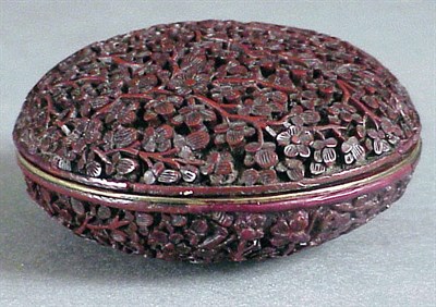 Lot 182 - Carved Cinnabar Lacquer Bun-Form Box Probably...