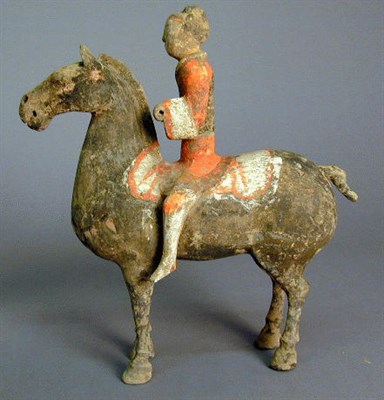 Lot 193 - Painted Gray Pottery Model of a Horse and...