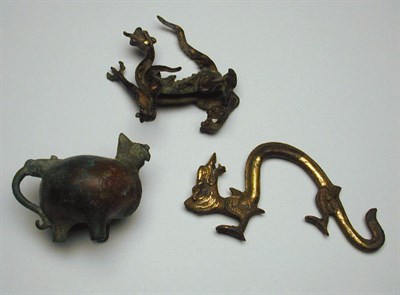 Lot 131 - Silver and Gold-Inlaid Bronze Dragon, Small...