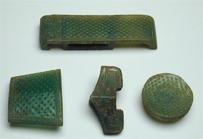 Lot 143 - Set of Green Glass Sword Fittings Han Dynasty...