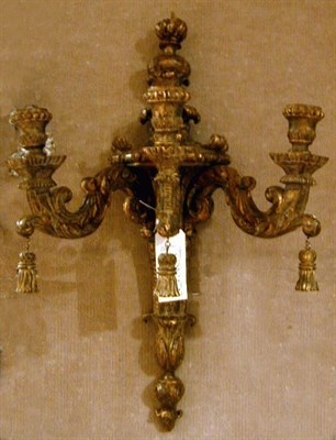 Lot 257 - Pair of Louis XIV Style Gilt-Wood Three-Light...