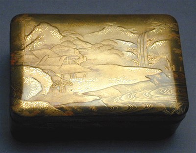Lot 95 - Good Silver-Mounted Lacquer Kobako 19th...