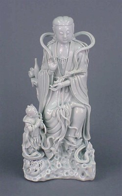 Lot 197 - Chinese Dehua White Porcelain Group of Guanyin...