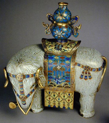 Lot 153 - White-Ground Cloisonne Model of a Caparisoned...