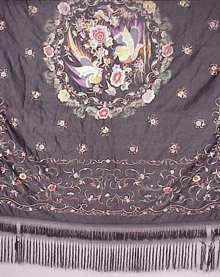 Lot 1186 - Embroidered Satin Cover Chinese, late 19th...