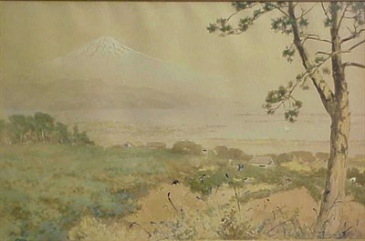 Lot 95A - Framed Japanese Watercolor of Fuijiyama Signed...