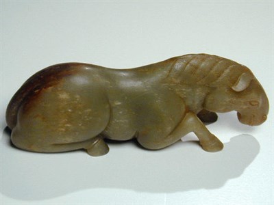 Lot 168 - Song Style Jade Model of a Recumbent Horse...