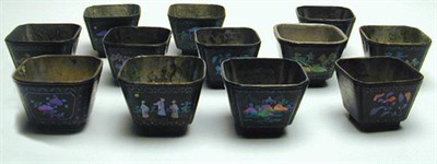 Lot 148 - Group of Twelve Lac Burgautee Square Wine Cups...