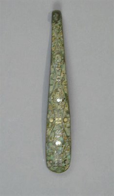 Lot 127 - Gold, Turquoise and Silver-Inlaid Bronze...