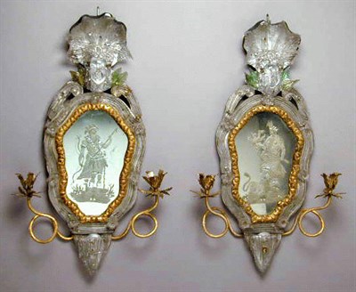 Lot 477 - Pair of Venetian Rococo Style Two-Light...