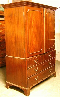 Lot 517 - George III Mahogany Linen Press Early 19th...