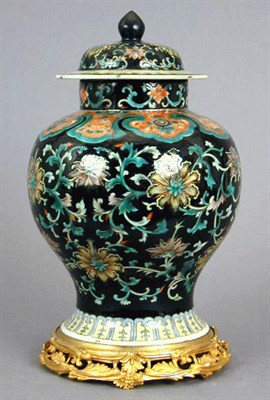 Lot 139 - Chinese Famille Verte Black Ground Porcelain...
