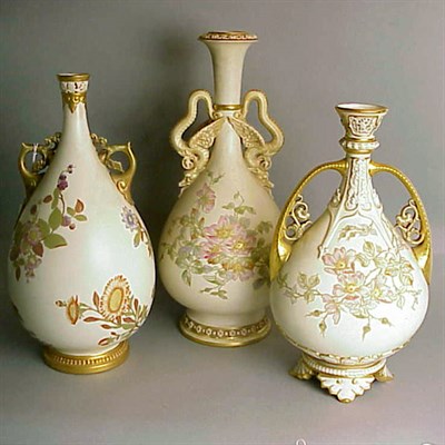 Lot 809 - Group of Three Royal Worcester Gilt-Decorated...