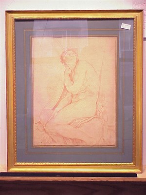 Lot 45 - After Annibale Carracci MALE NUDE FIGURE Red...