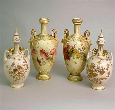Lot 818 - Two Royal Worcester Gilt-Decorated Two-Handled...