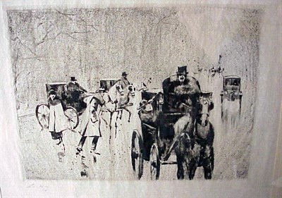 Lot 221 - Lesser Ury IM TIERGARTEN Drypoint, signed in...