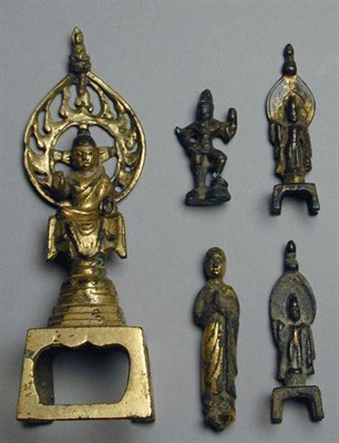 Lot 132 - Gilt-Bronze Figure of Sakyamuni Enthroned and...