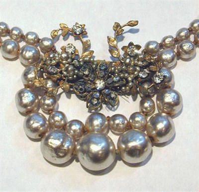 Lot 246 - Miriam Haskell Pearl Cluster Choker Necklace...