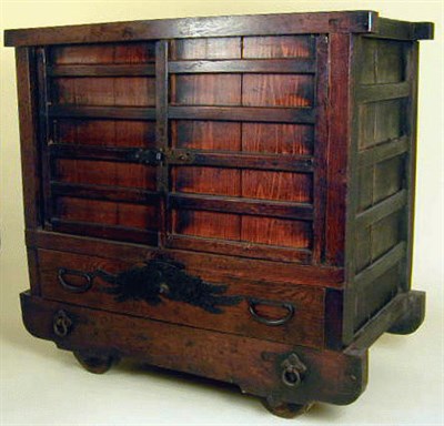 Lot 217 - Japanese Iron-Mounted Kuruma-Dansu Meiji Period