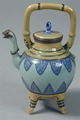 Lot 34 - Celadon and Ochre-Glazed Footed Ewer Circa...