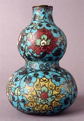 Lot 181 - Miniature Cloisonne Blue Ground, Double-Gourd...