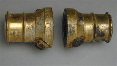 Lot 128 - Pair of Heavy Gilt-Bronze Axle Hubs Han...