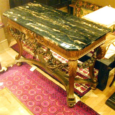 Lot 654 - Louis XIV Style Marble Top Gilt-Wood Console