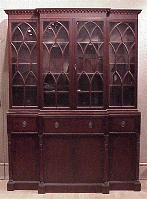 Lot 219 - Regency Style Mahogany Breakfront Cabinet