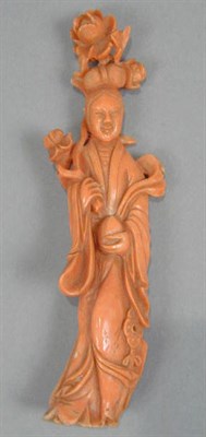 Lot 172 - Coral Figure of a Meiren The standing figure...