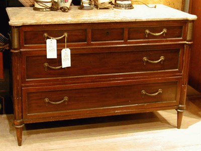 Lot 192 - Louis XVI Style Marble Top Mahogany Chest of...