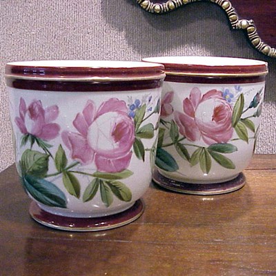 Lot 396 - Pair of Continental Porcelain Cachepots