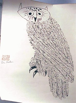 Lot 214 - Ben Shahn OWL Lithograph, signed in crayon,...
