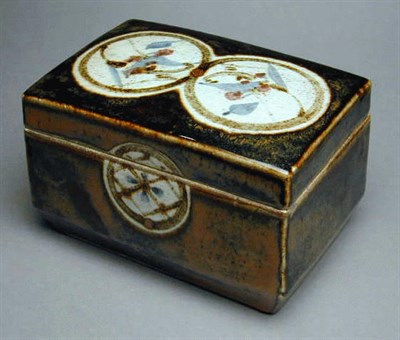 Lot 35 - Temmoku-Glazed and Painted Rectangular Box...