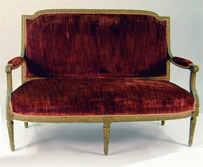 Lot 150A - Louis XVI Style Gilt Carved Wood Settee