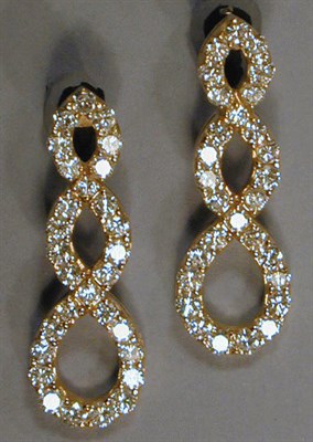 Lot 453 - Pair of Gold and Diamond Earrings 18 kt....