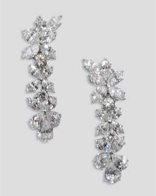 Lot 458 - Pair of Diamond Pendant Earrings