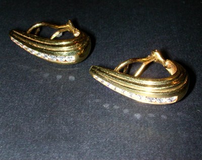 Lot 198 - Pair of Gold and Diamond Demi-Hoop Earrings 18...