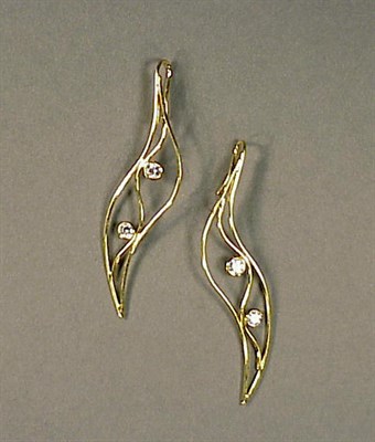 Lot 162 - Pair of Gold and Diamond Earrings 18 kt....