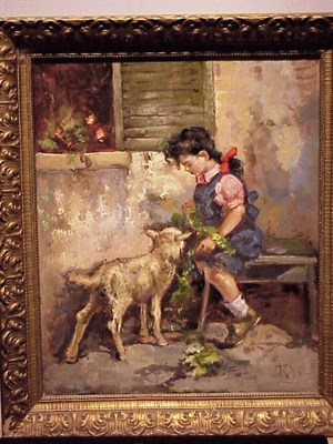 Lot 114 - 20th Century School YOUNG GIRL WITH A LAMB...