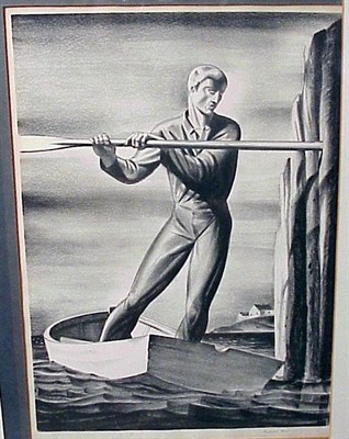 Lot 181 - Rockwell Kent BOATMAN Lithograph, 1929,...