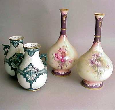 Lot 844 - Pair of Hadleys Worcester Gilt-Decorated...