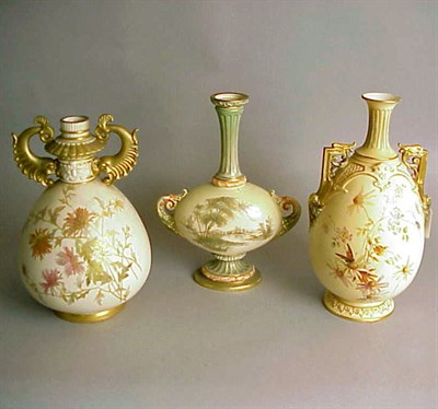Lot 835 - Group of Five Royal Worcester Gilt-Decorated...