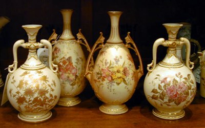 Lot 820 - Two Royal Worcester Gilt-Decorated Two-Handled...