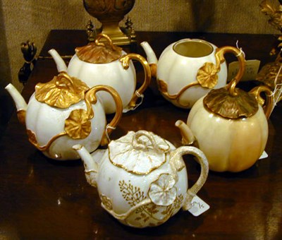 Lot 890 - Group of Five Royal Worcester Gilt-Decorated...