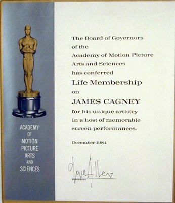 Lot 29 - James Cagney's Life Membership Certificate to...